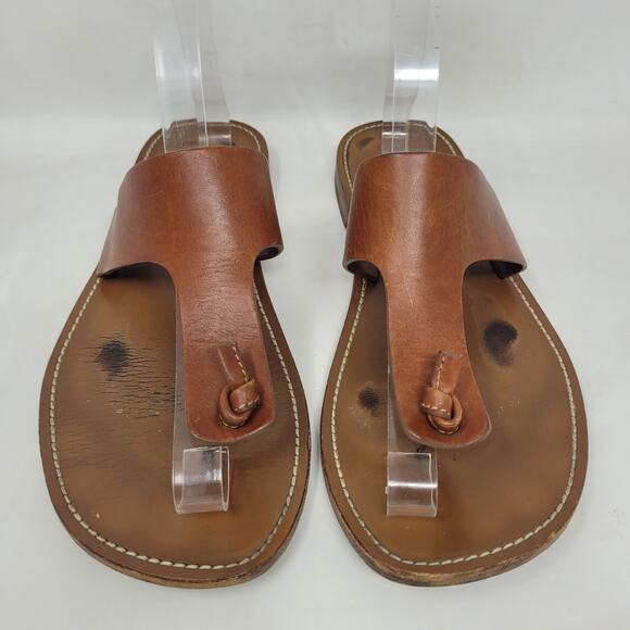 CELINE Lerins Sandals IT41 US11 Brown Leather Thong Knot Flats Slides Slip On - Picture 5 of 13
